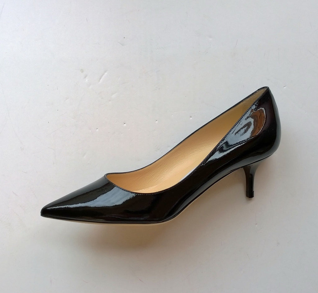 black pointed toe kitten heels