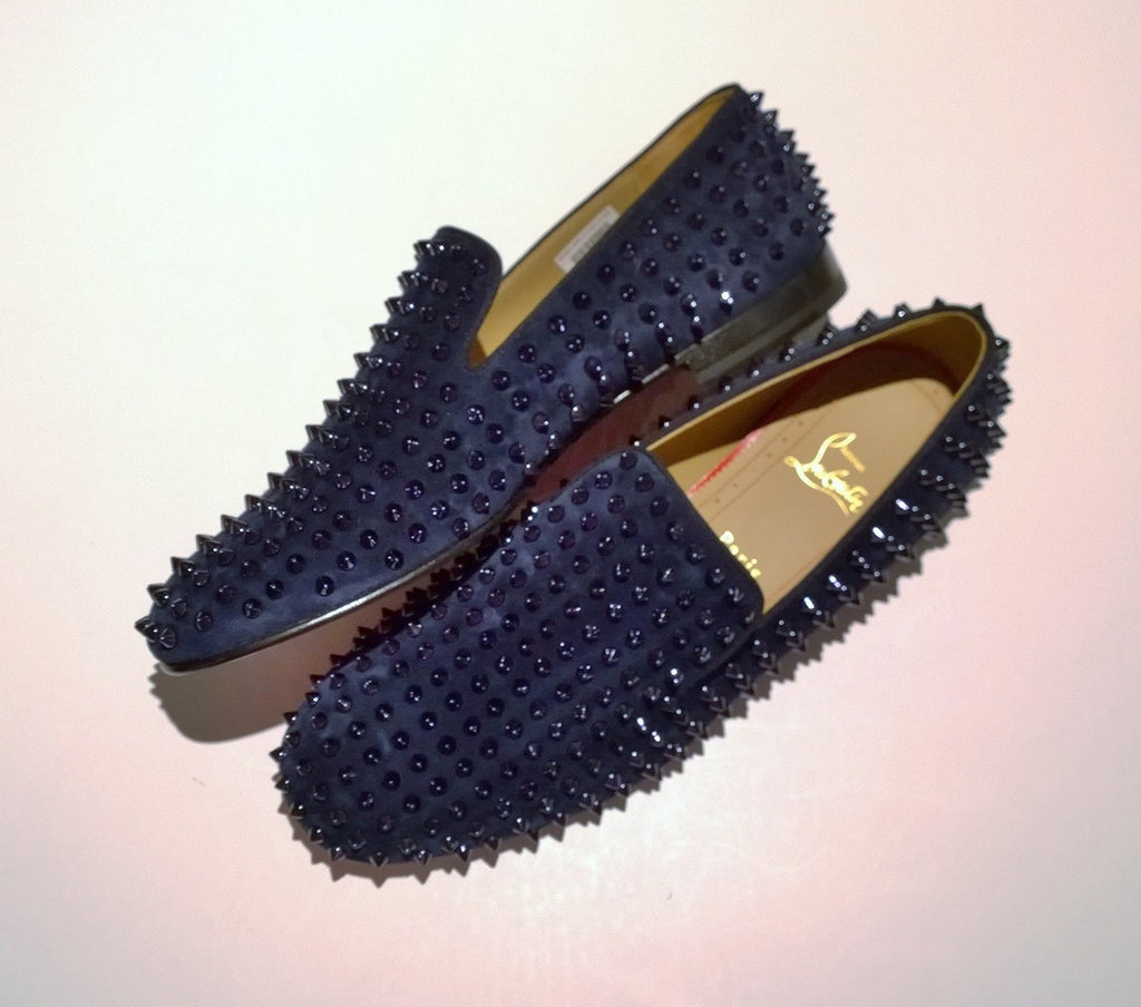 Christian Louboutin Rollerboy Dark Blue Suede Loafers navy shoe – AvaMaria