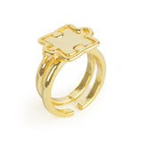 Innovative two-piece Brazilian gold-plated ring with interlocking puzzle design, symbolizing the fitting together of diverse elements in the autism community.