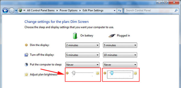 windows 7 - Dim my laptop screen
