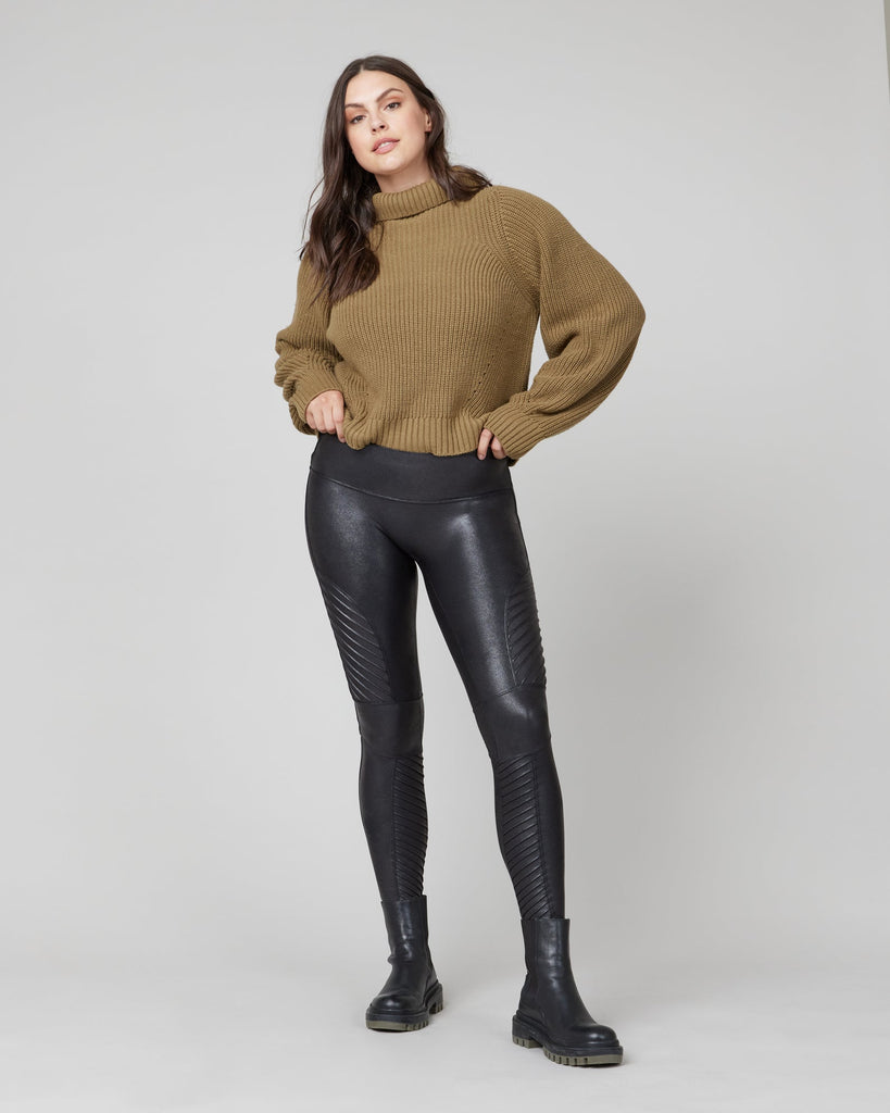 SPANX Women's Quilted Faux Leather Leggings, Very Black, S at   Women's Clothing store