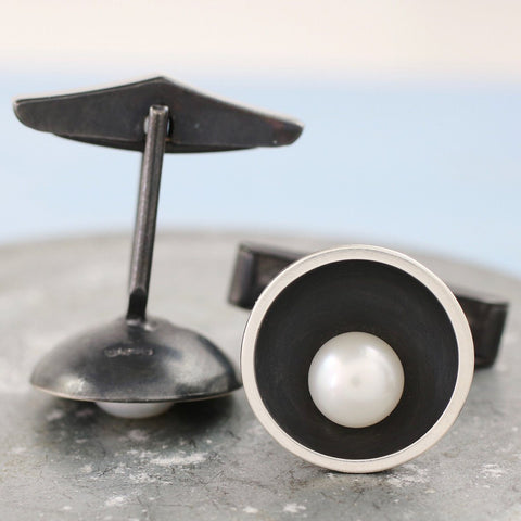 Mens pearl cufflinks