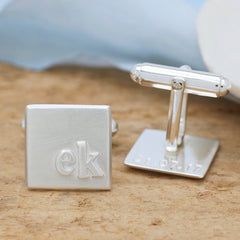 Silver initial cufflinks for fathers day