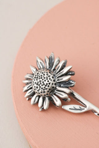 hand carved cast silver sunflower