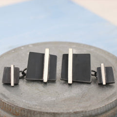 Silver & black cufflinks for Dad