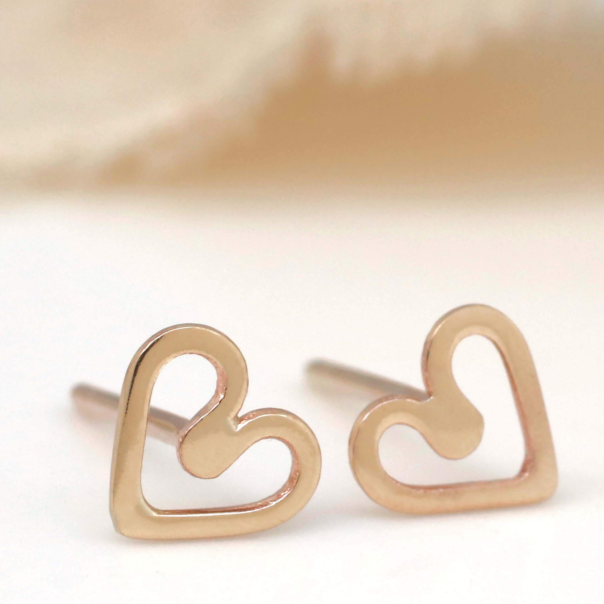 9ct Gold Tiny Earrings Heart Stud Earrings Louy Magroos