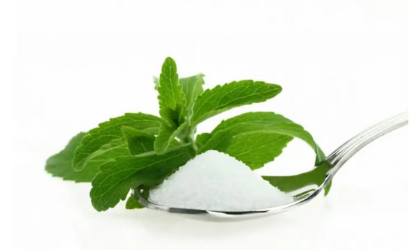 teaspoon stevia sugar with plant kept aside