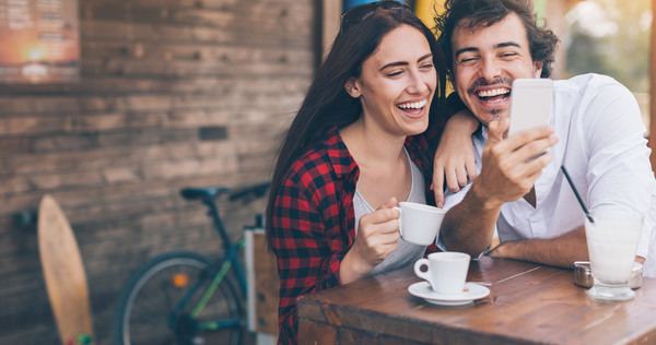 Couple sharing positive news