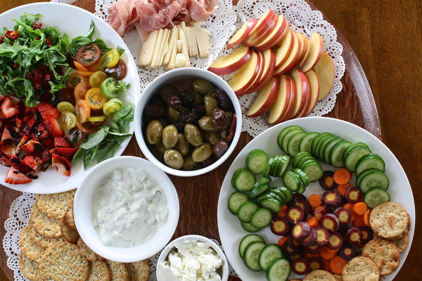 fruits and salad placed