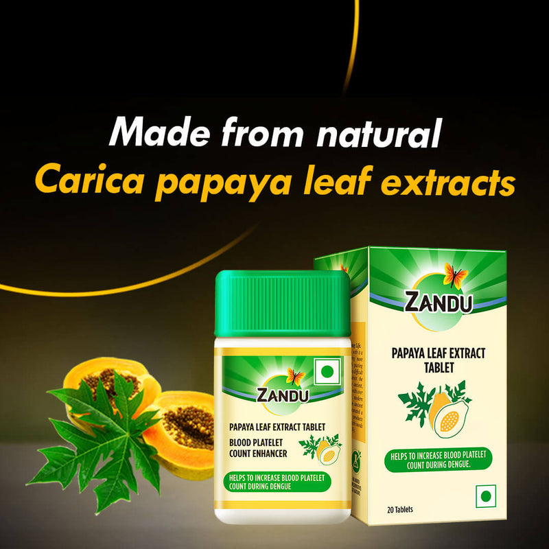 Zandu Papaya Leaf Extract, Tablets for Platelets Zandu