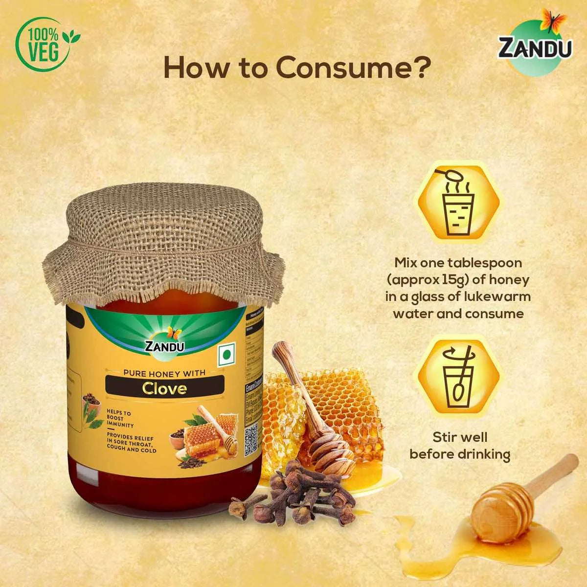 How to consume Zandu Pure Honey with Clove?