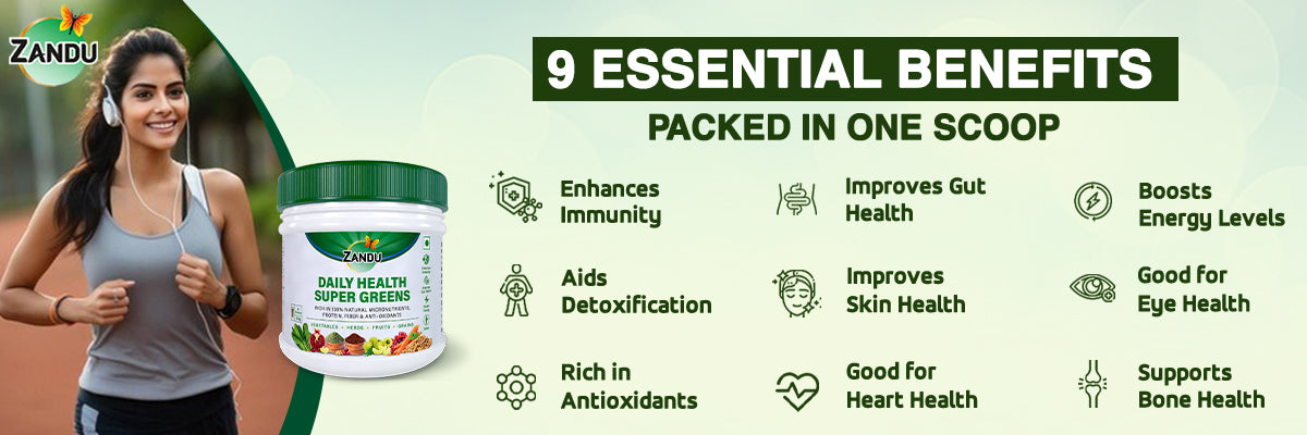 Zandu Daily Health Super Greens Powder benefits