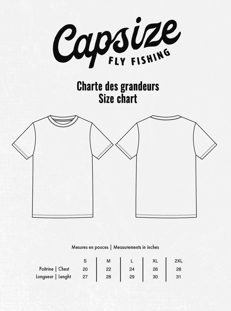 T-Shirt Size Chart | Capsize Fly Fishing