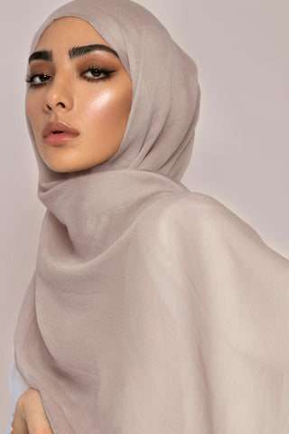 Capuccino Crinkled Silk Chiffon Hijab