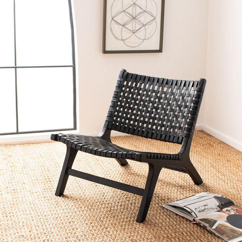 black leather weave chair