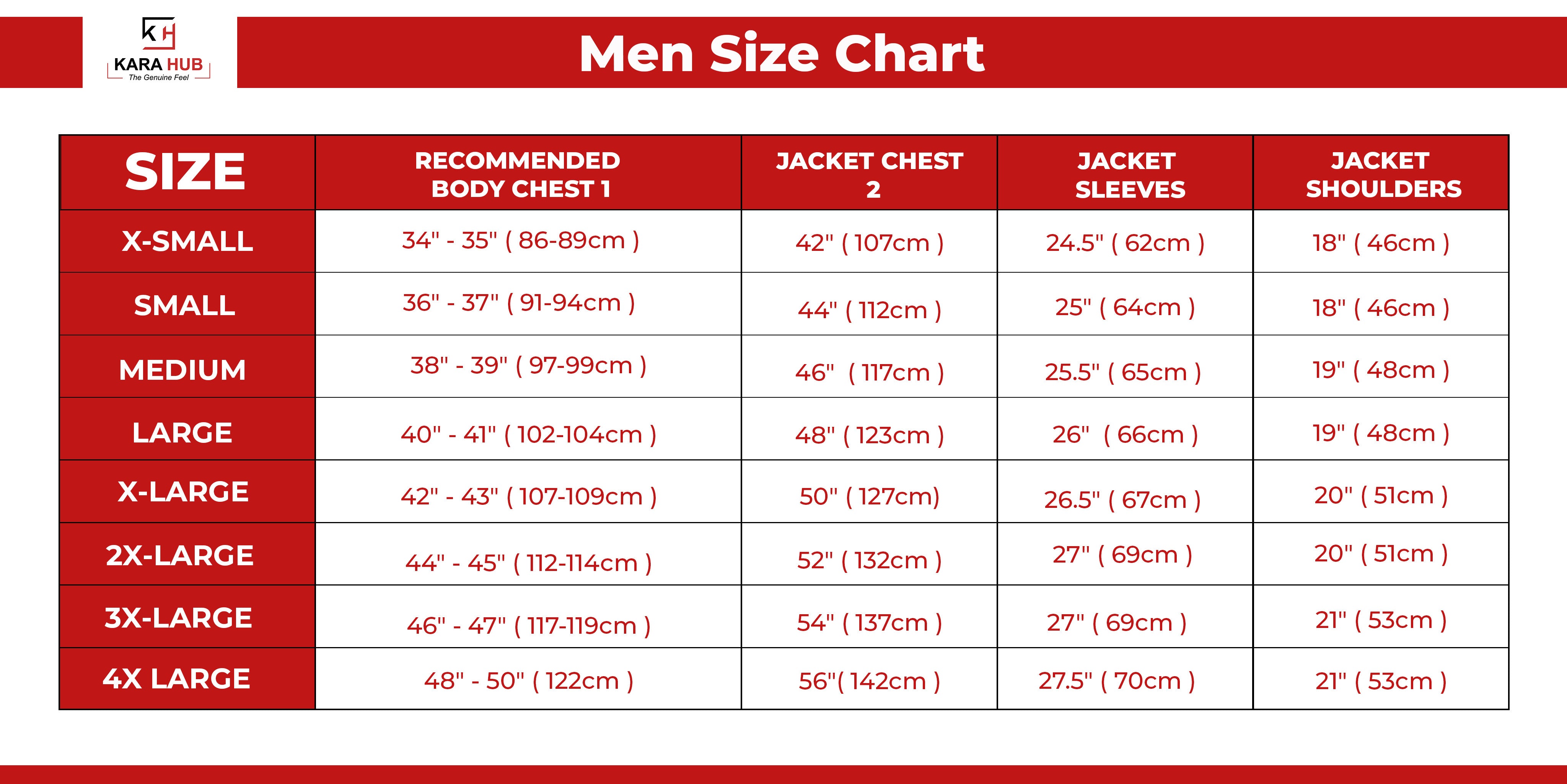 Men SIze Chart