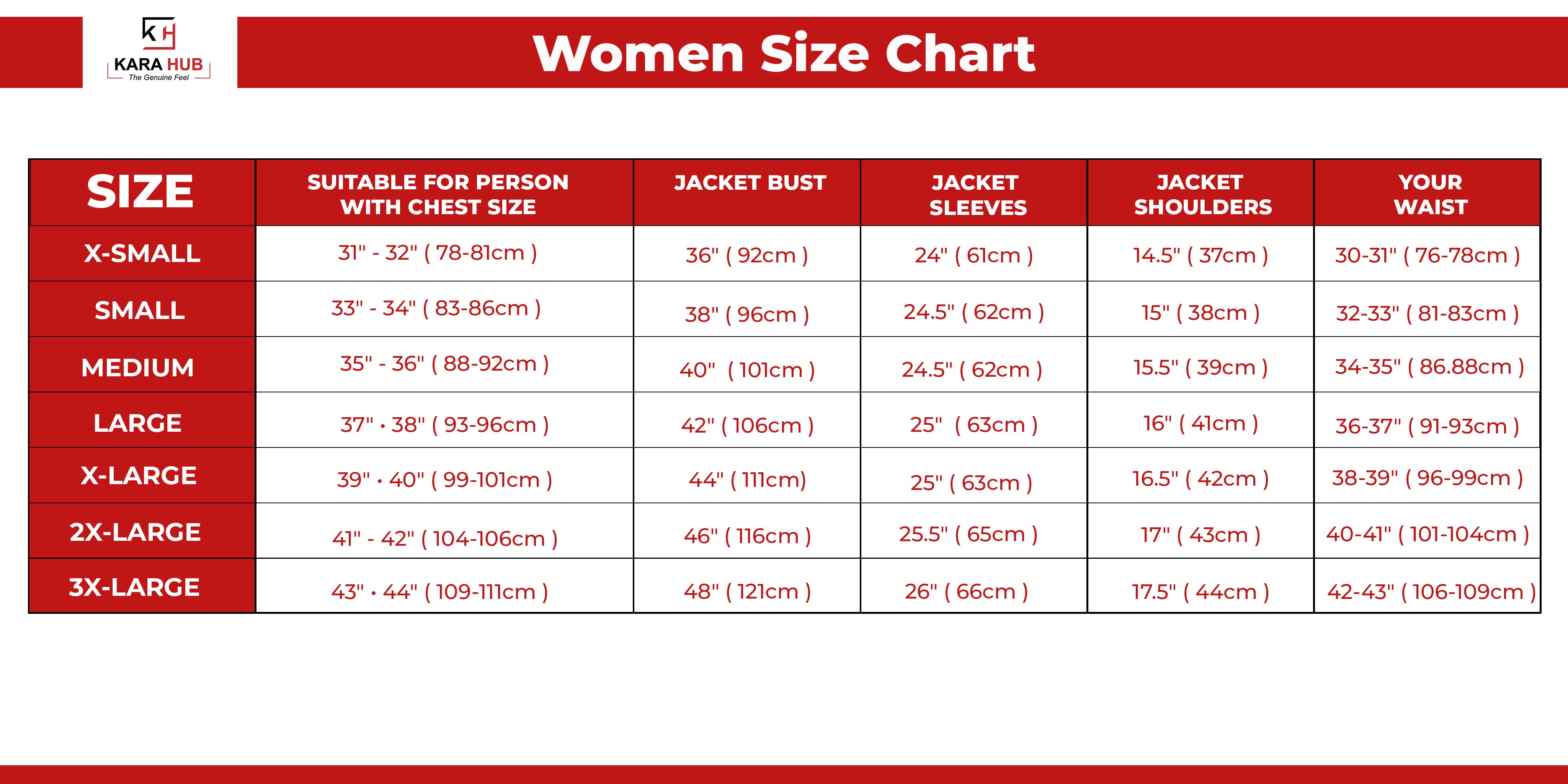 Women SIze Chart