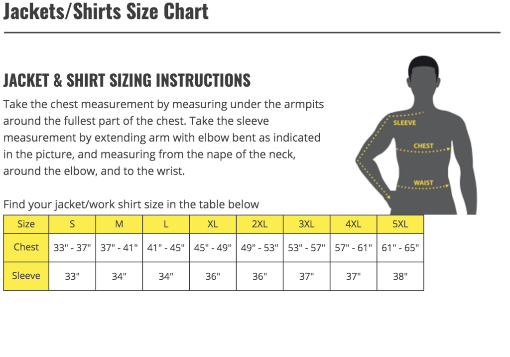 Black Stallion Size Chart