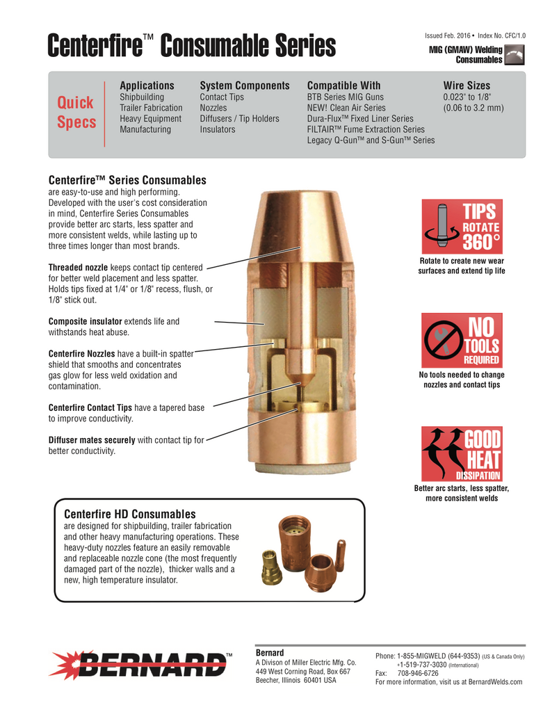 Centerfire Consumables Spec Sheet