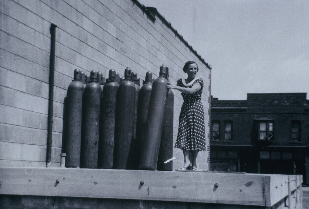 Dodie Baker with gas tanks