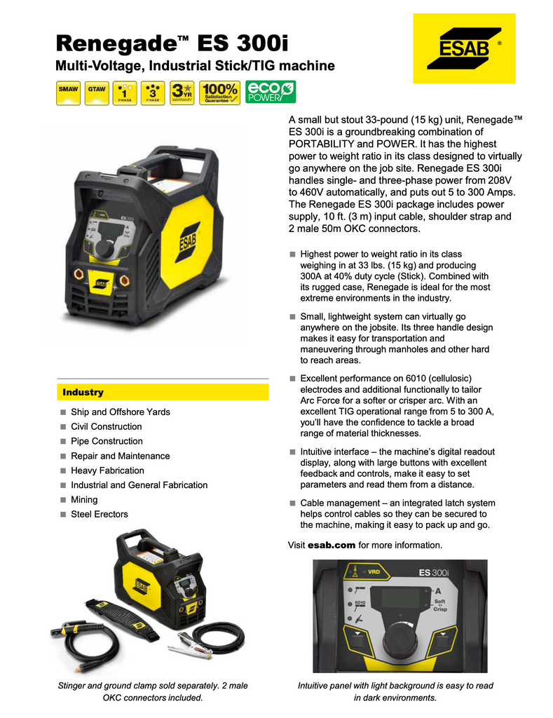 ESAB Renegade ES 300i Stick Welder