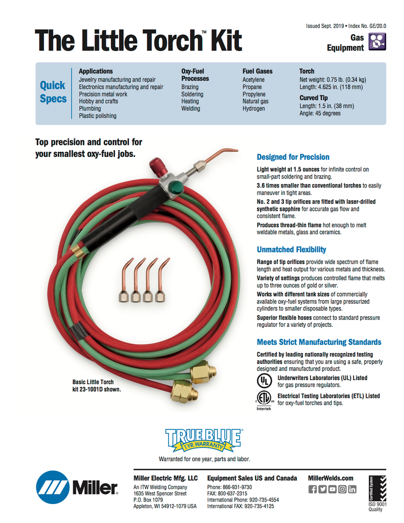 Smith Little Torch Specifications and Data Sheet