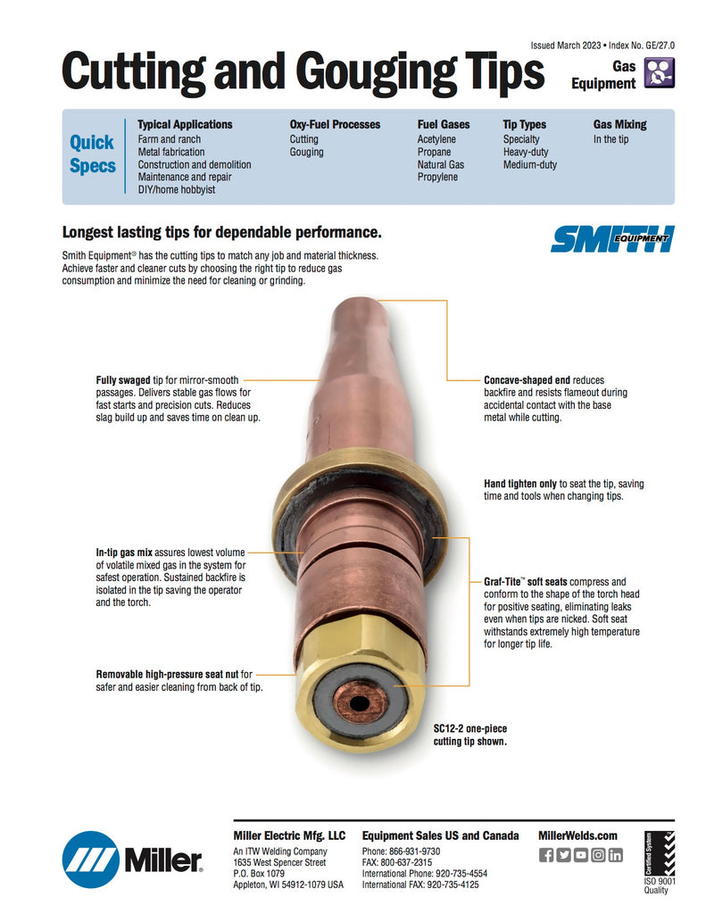 Miller Cutting and Gouging Tips