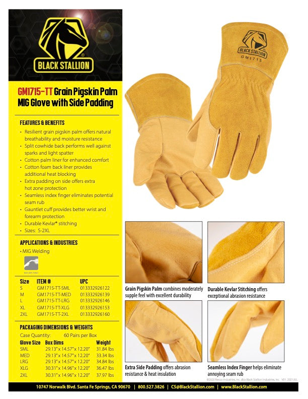 Black Stallion MIG Glove - GM1715-TT Spec Sheet