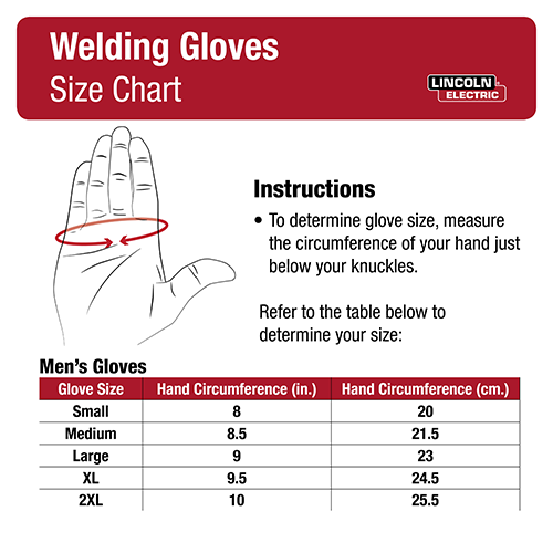Lincoln Welding Gloves Size Chart - K3769