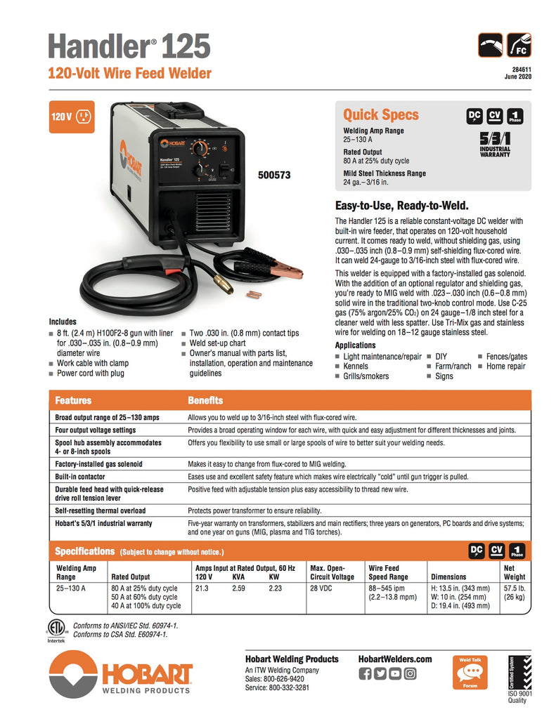 Hobart 125 MIG Welder - 500573