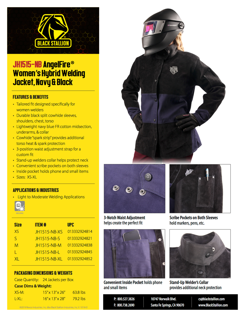 Black Stallion Womens Hybrid Jacket Spec Sheet