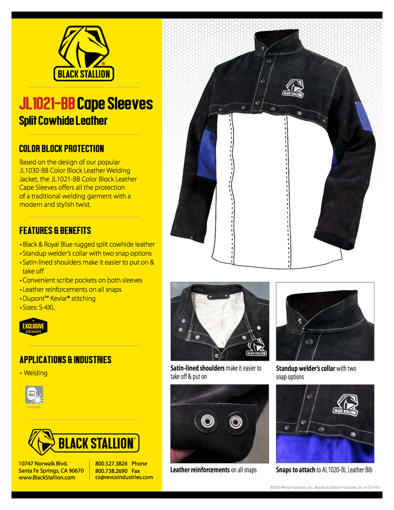 Black Stallion Color Block Leather Cape Sleeves - JL1021-BB