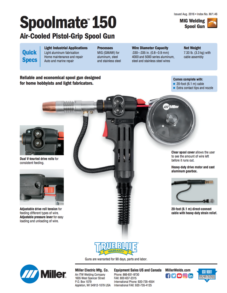 Miller Spoolmate 150 Spec Sheet