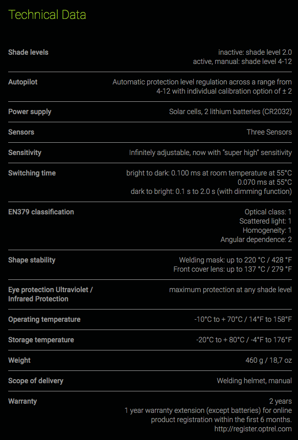 OPT4550105 spec sheet