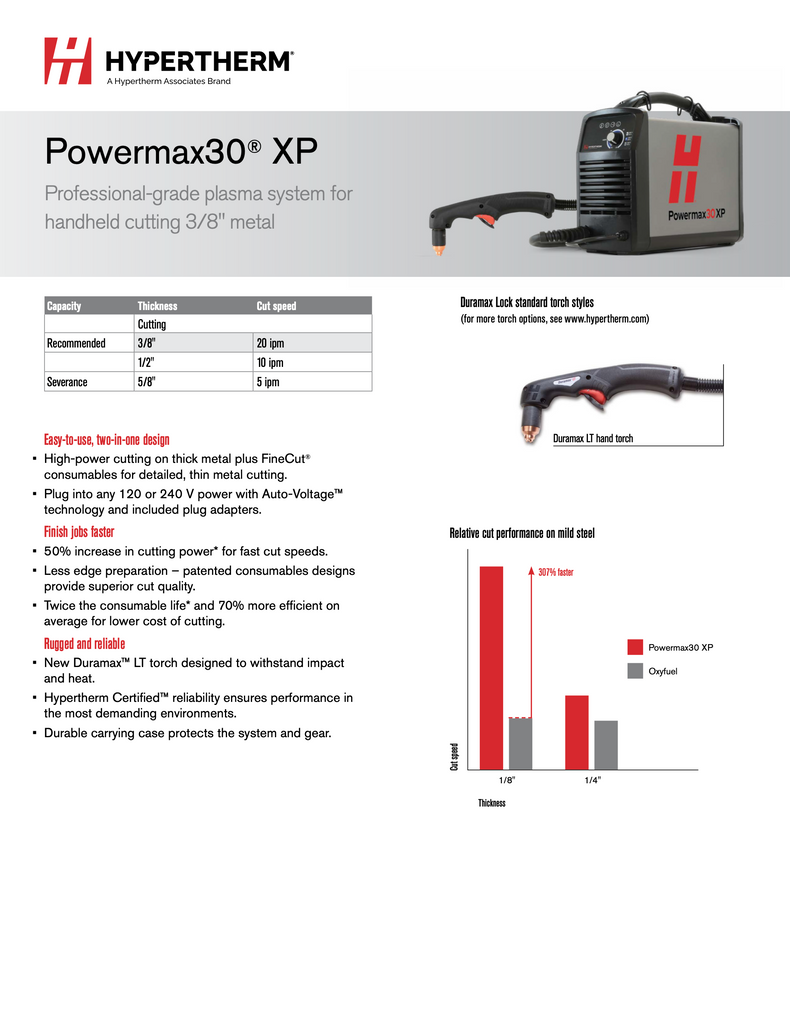 Hypertherm Powermax 30XP Spec Sheet