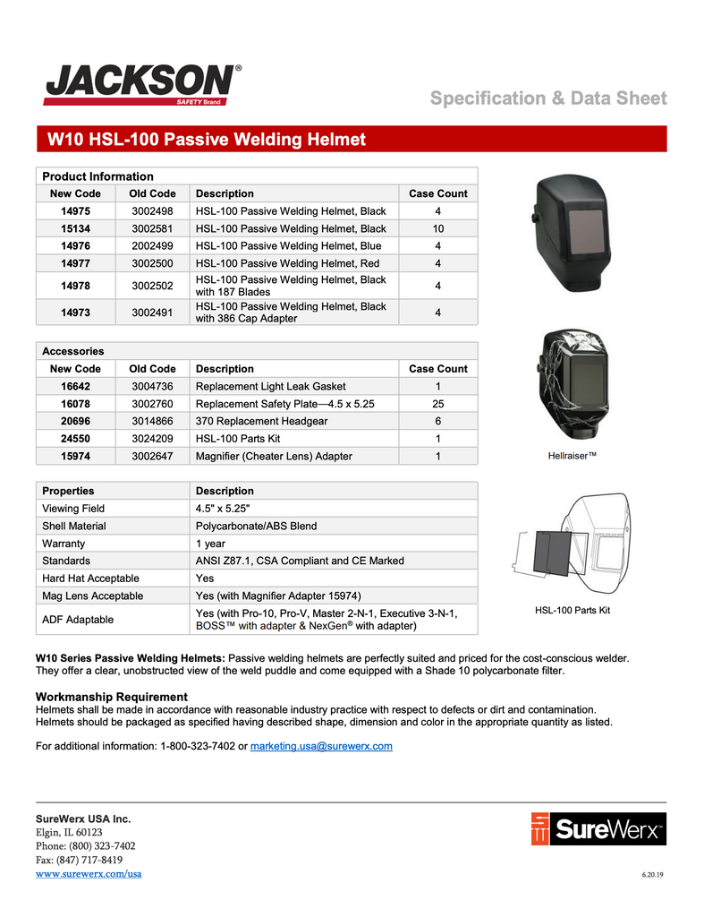 Jackson WH10 Spec Sheet