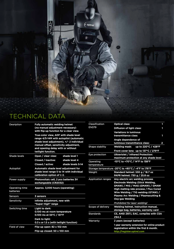 Optrel Liteflip spec sheet