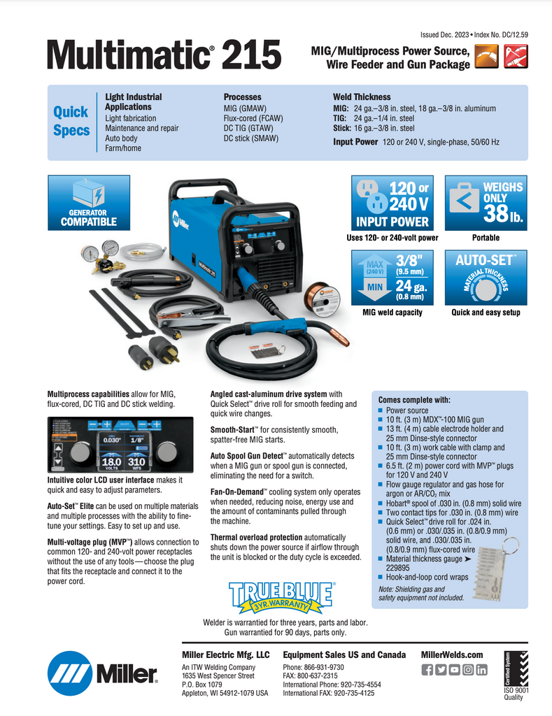 Multimatic 215 Spec Sheet