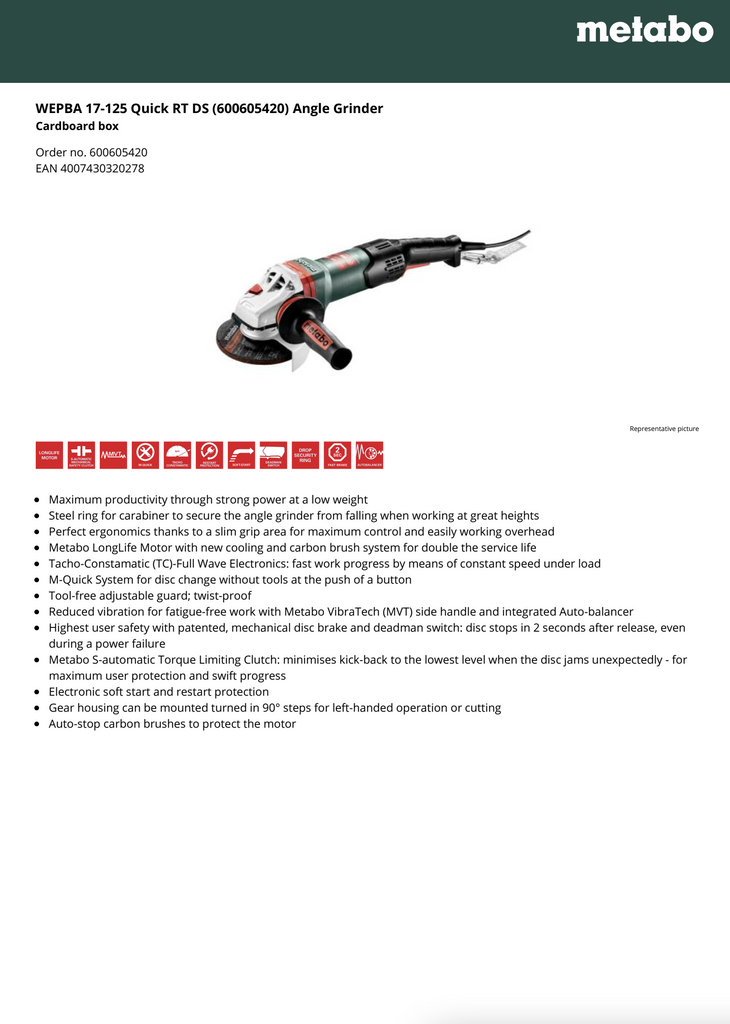 Metabo Spec Sheet