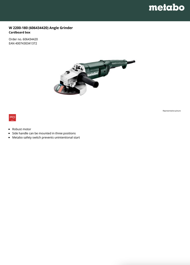 Metabo Spec Sheet