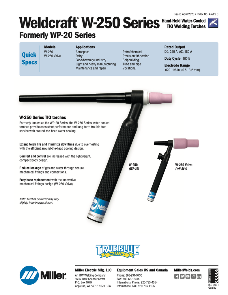 Weldcraft W-250 Spec Sheet