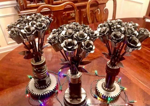 Handcrafted metal roses