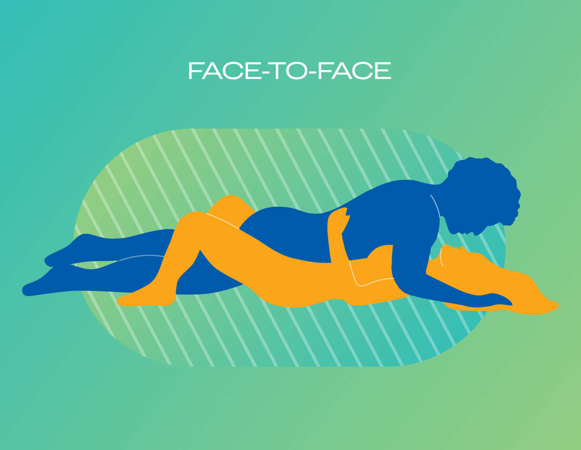 Illustrated couple performing a face-to-face missionary position.