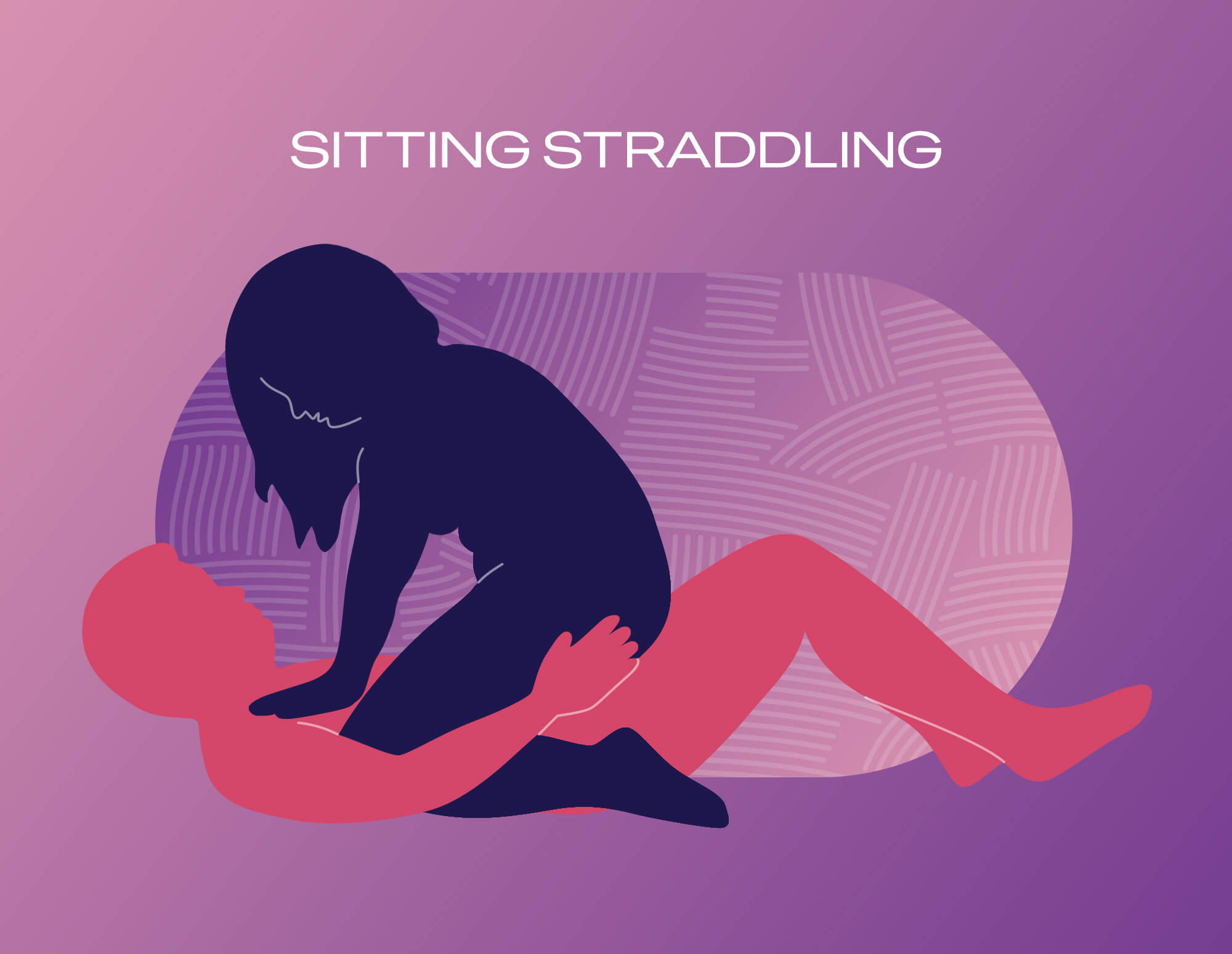 Illustrated couple performing a sitting straddling cowgirl sex position.