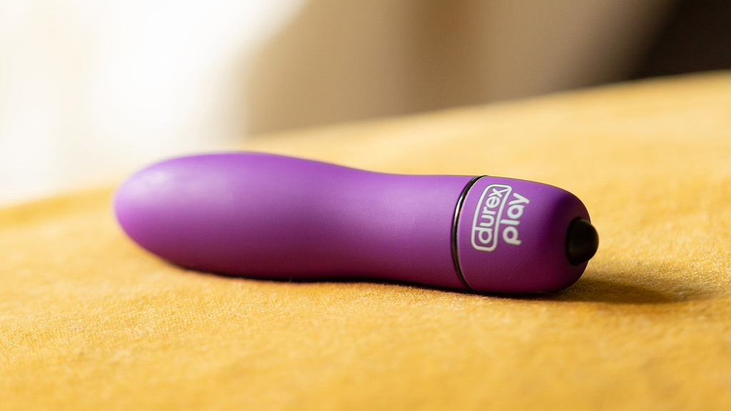 A Durex Intense Bullet vibrator is ready for some orgasmic action.