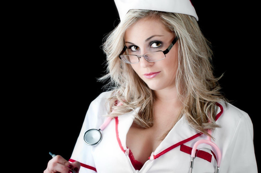 A woman dressed up as a nurse.