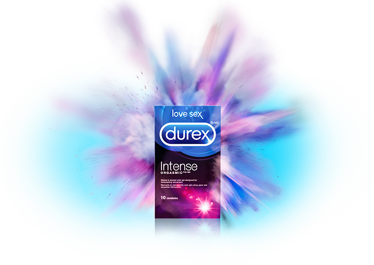 durex intense orgasmic condoms with pink and purple explosion