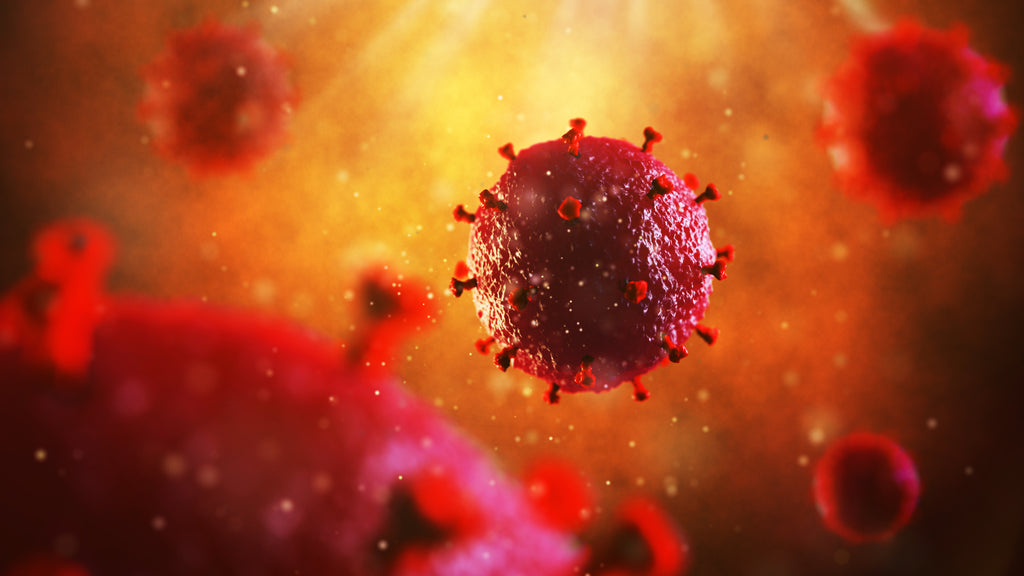 A close-up of the HIV virus.