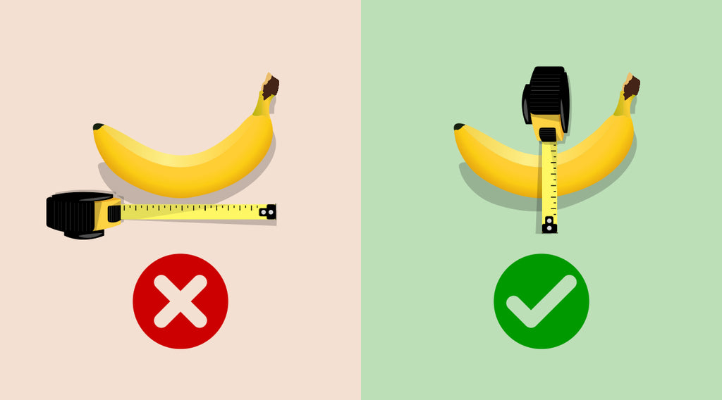 Schéma d’une banane indiquant la direction idéale de mesure