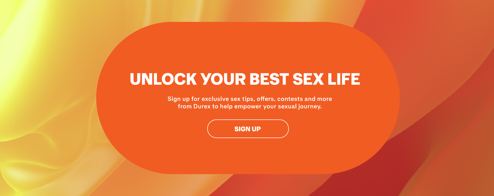 Newsletter sign-up text in white font on an orange background.